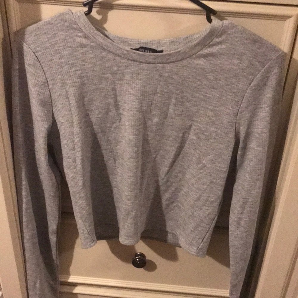 forever 21 ribbed gray crop top